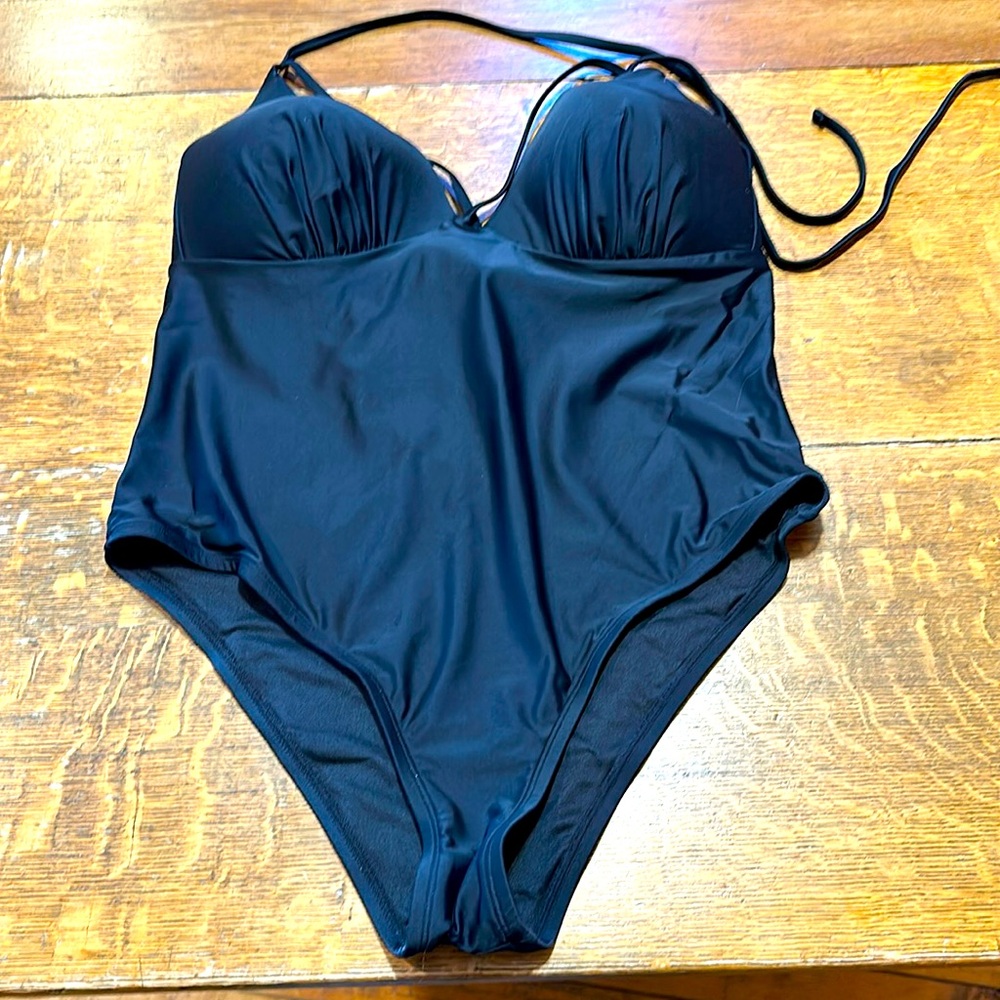 Cupshe NWT black one piece swimsuit vacation beach sz 1X